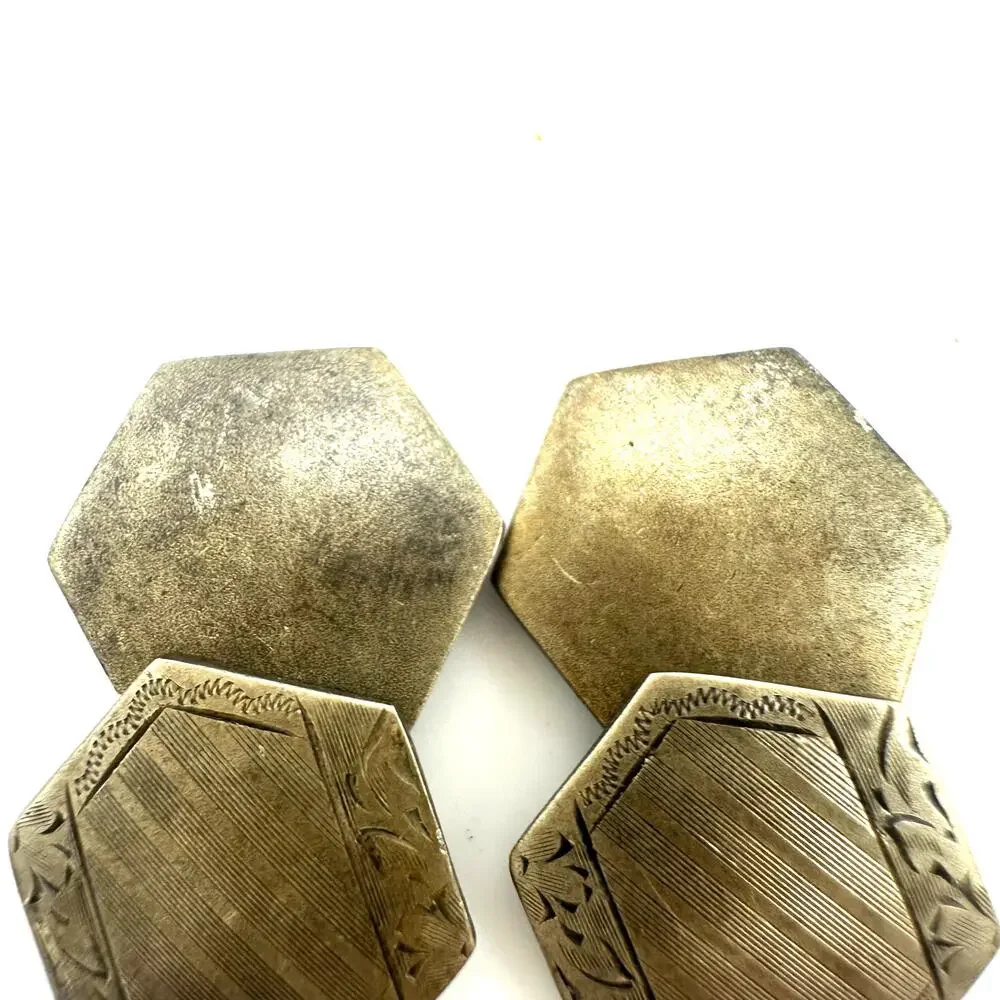 S&S antique Edwardian Art Deco champagne gold tone cufflinks cuff links